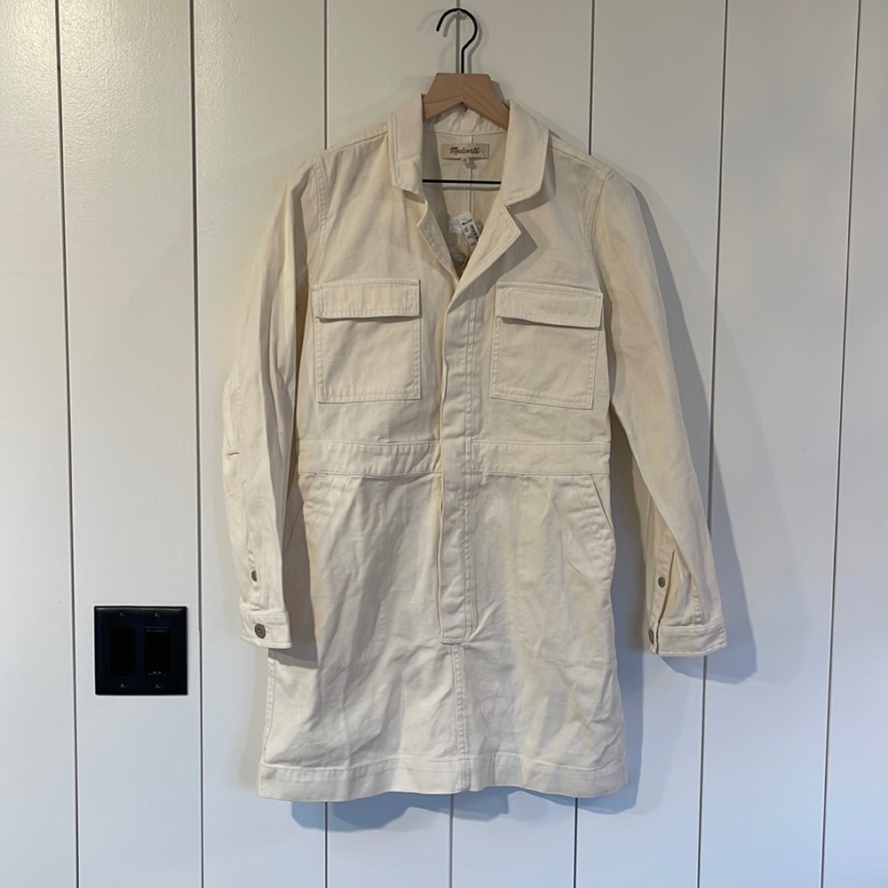 NWT Madewell signature coverall dress large white long sleeve